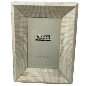 Tozai Home Picture Frame 4x6 Photo Faux Ivory Bone Inlay Neutral Decor